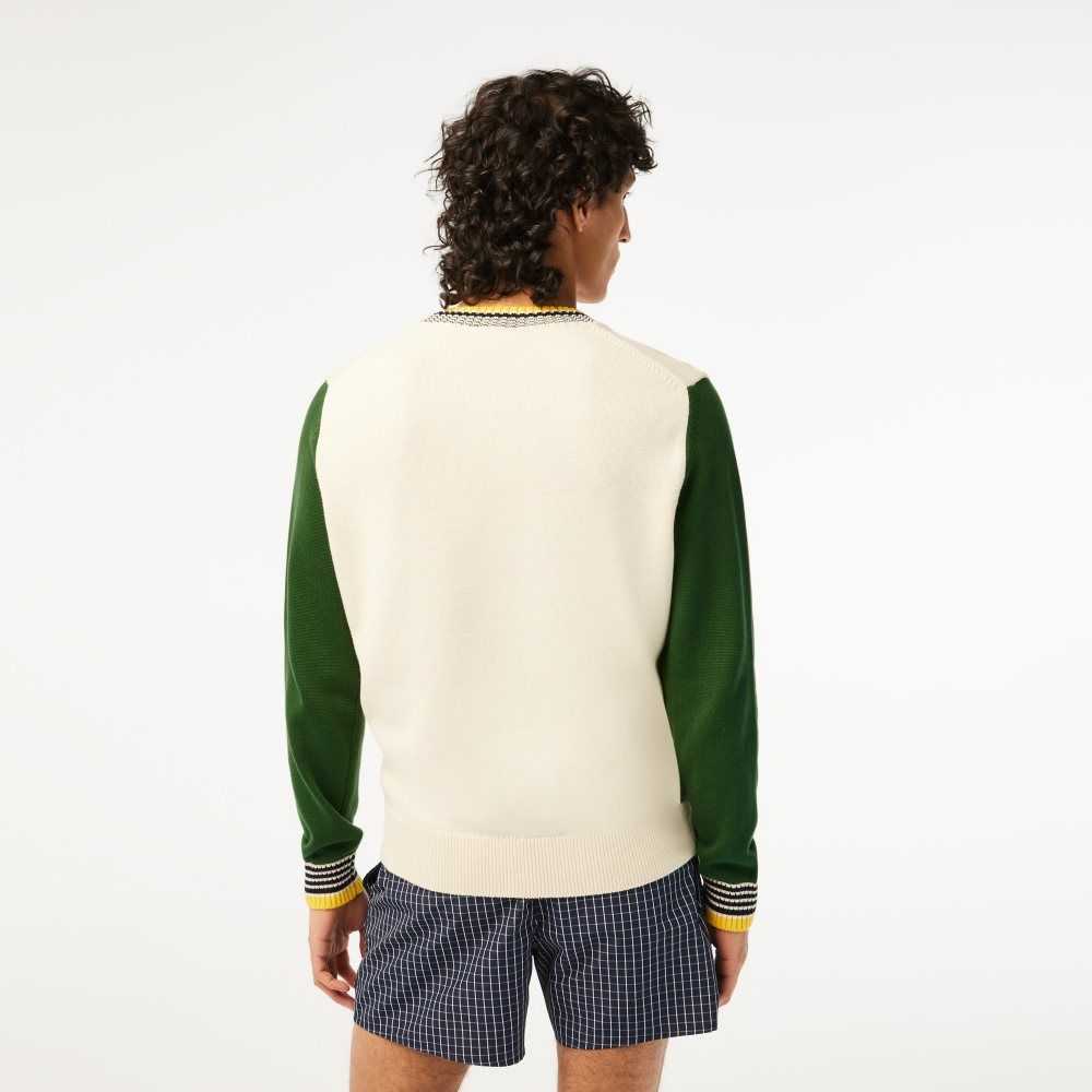 Lacoste Relaxed Fit Organic Bomull Vita Gröna | NODYF-8025