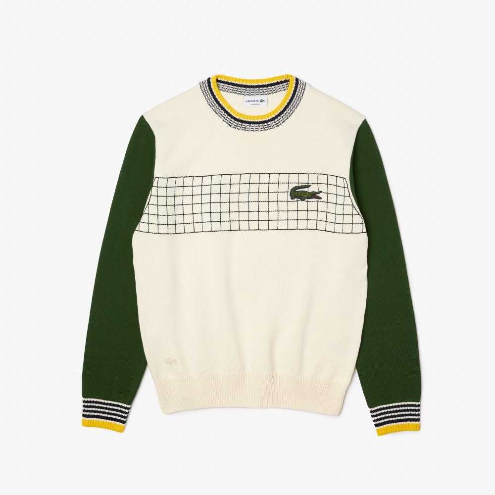 Lacoste Relaxed Fit Organic Bomull Vita Gröna | NODYF-8025