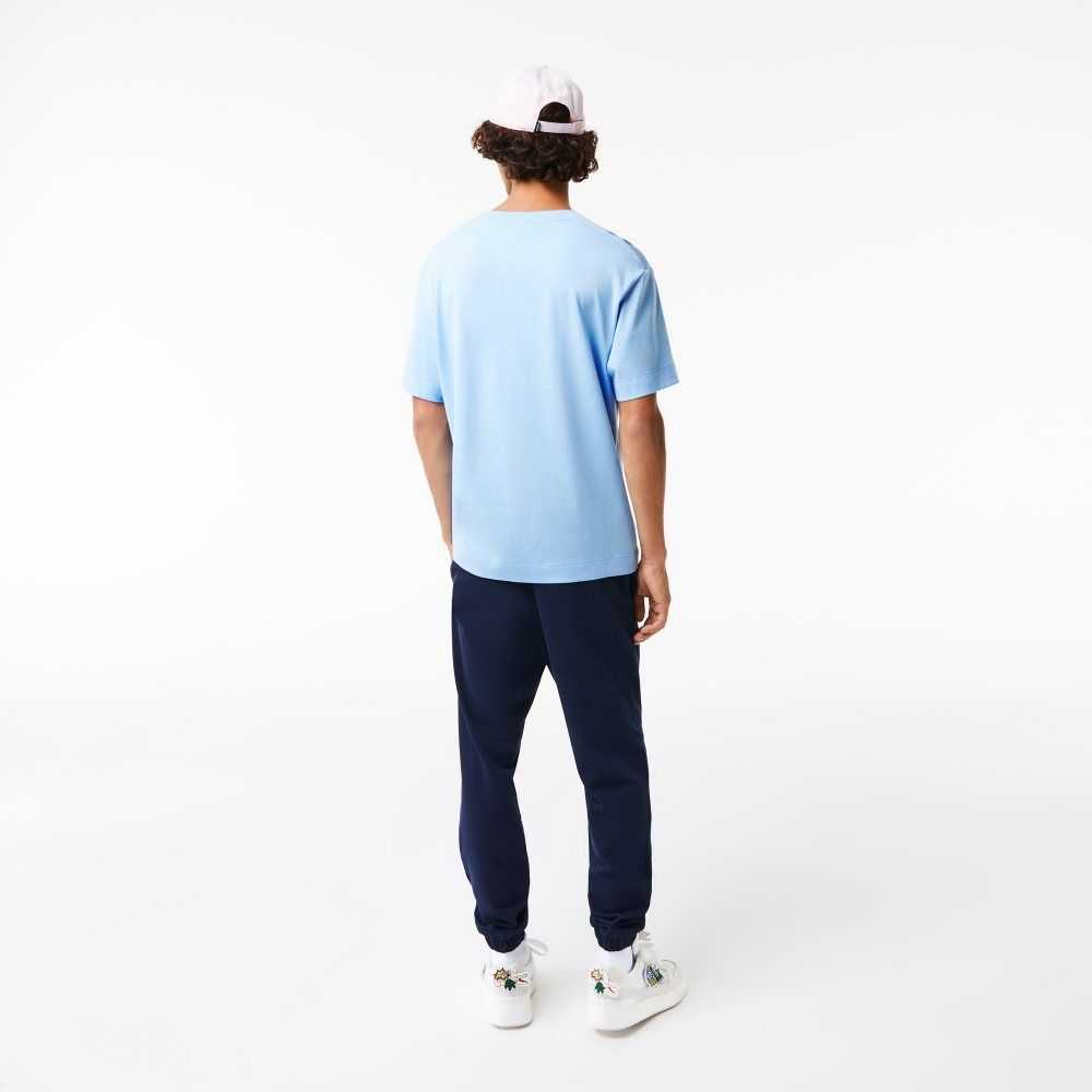 Lacoste Relaxed Fit Oversized Crocodile Blå | ZUGTV-0623