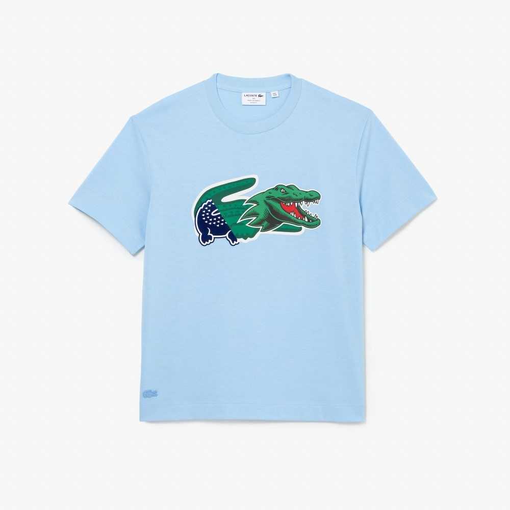 Lacoste Relaxed Fit Oversized Crocodile Blå | ZUGTV-0623