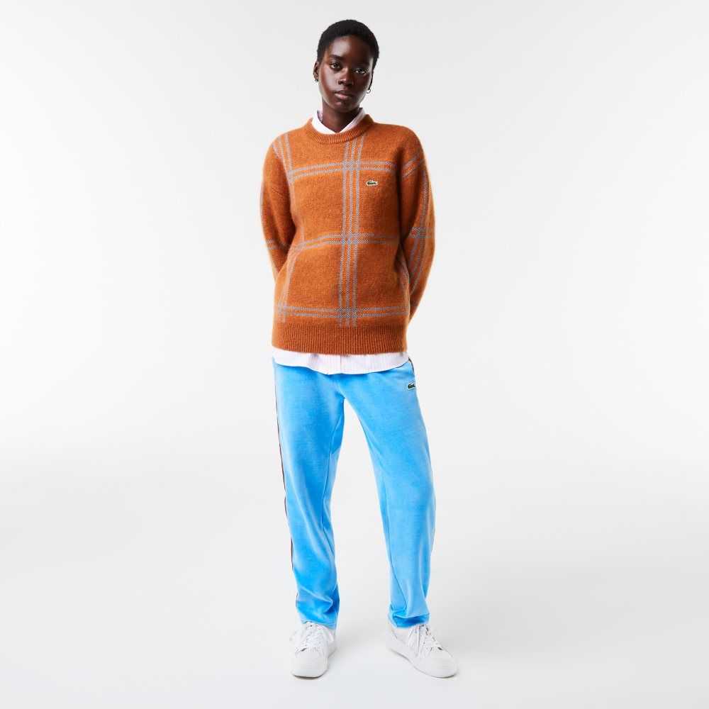 Lacoste Relaxed Fit Tartan Pattern Ull Blend Bruna Blå Orange | NPQOZ-9184