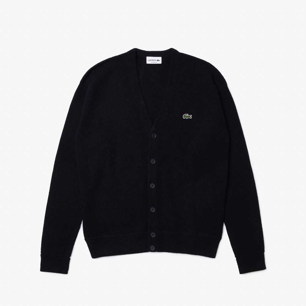 Lacoste Relaxed Fit Tone-on-Tone Buttons Ull Cardigan Marinblå Blå | SJTZX-3629