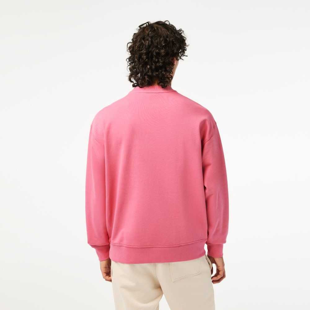 Lacoste Round Neck Loose Fit Vintage Print Rosa | JUILW-5304