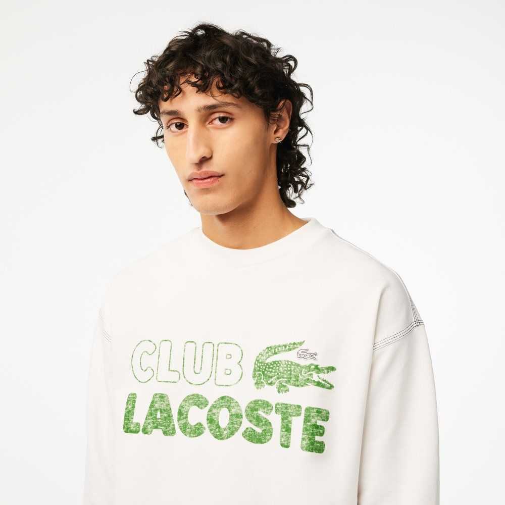 Lacoste Round Neck Loose Fit Vintage Print Vita | QFKTN-3927