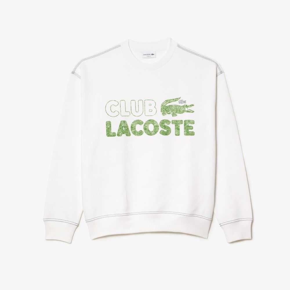 Lacoste Round Neck Loose Fit Vintage Print Vita | QFKTN-3927