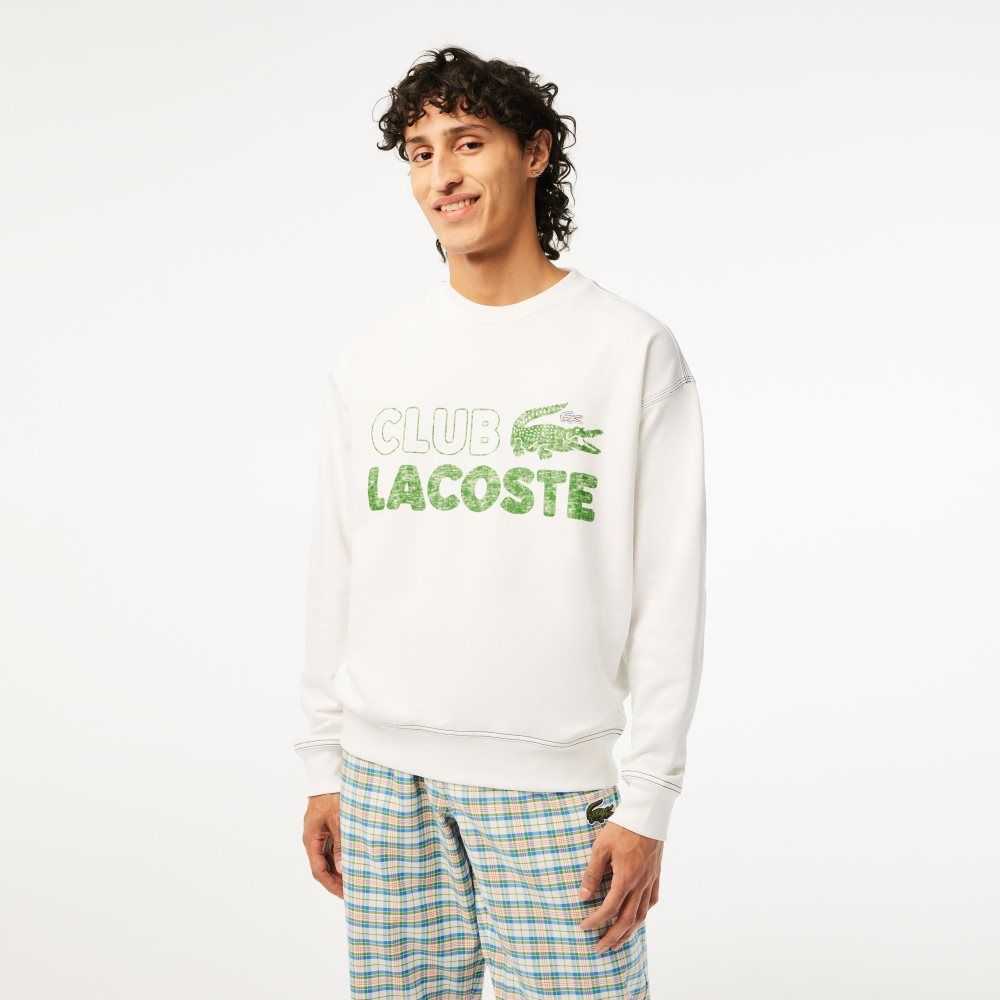 Lacoste Round Neck Loose Fit Vintage Print Vita | QFKTN-3927