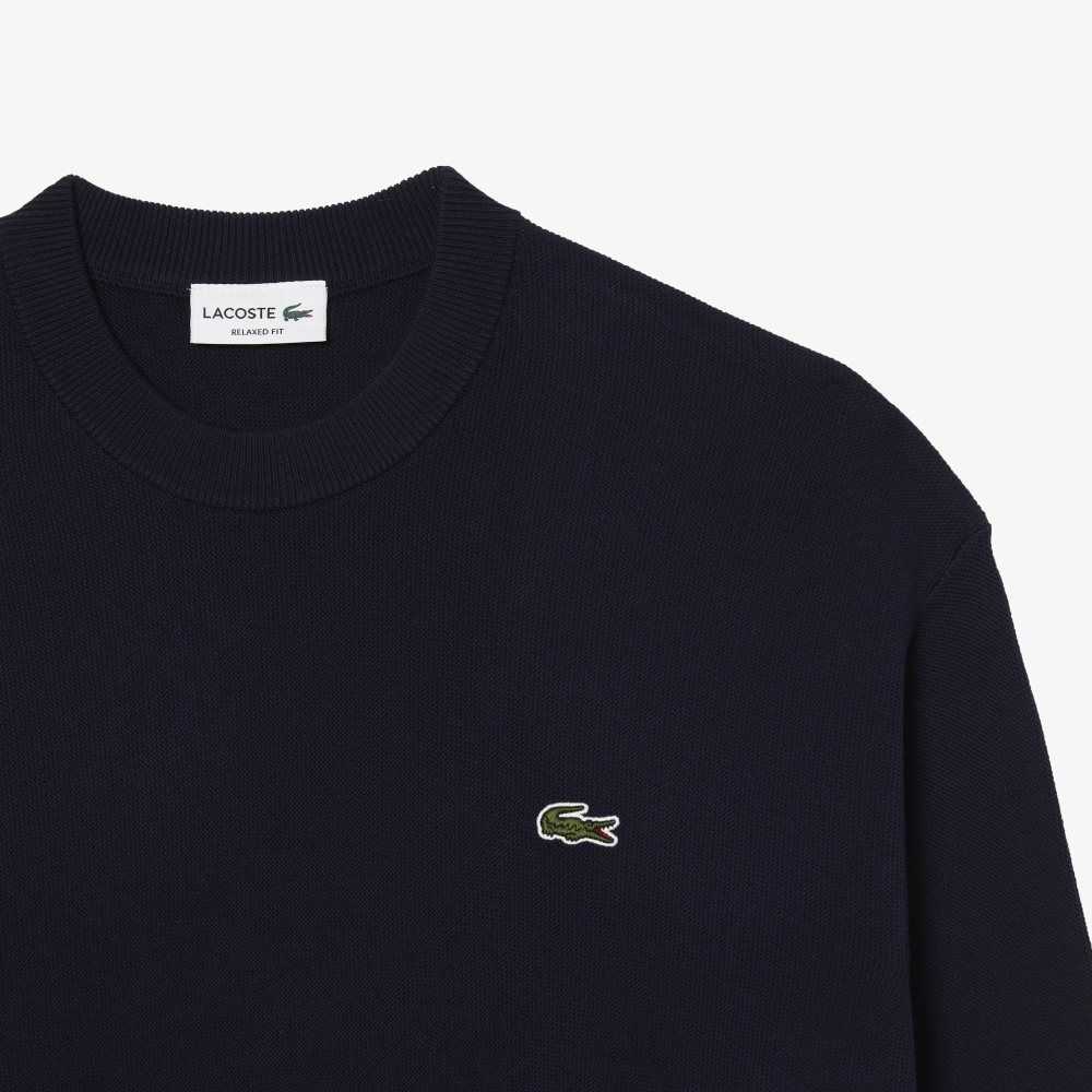 Lacoste Round Neck Organic Bomull Marinblå Blå | HKVLI-7386