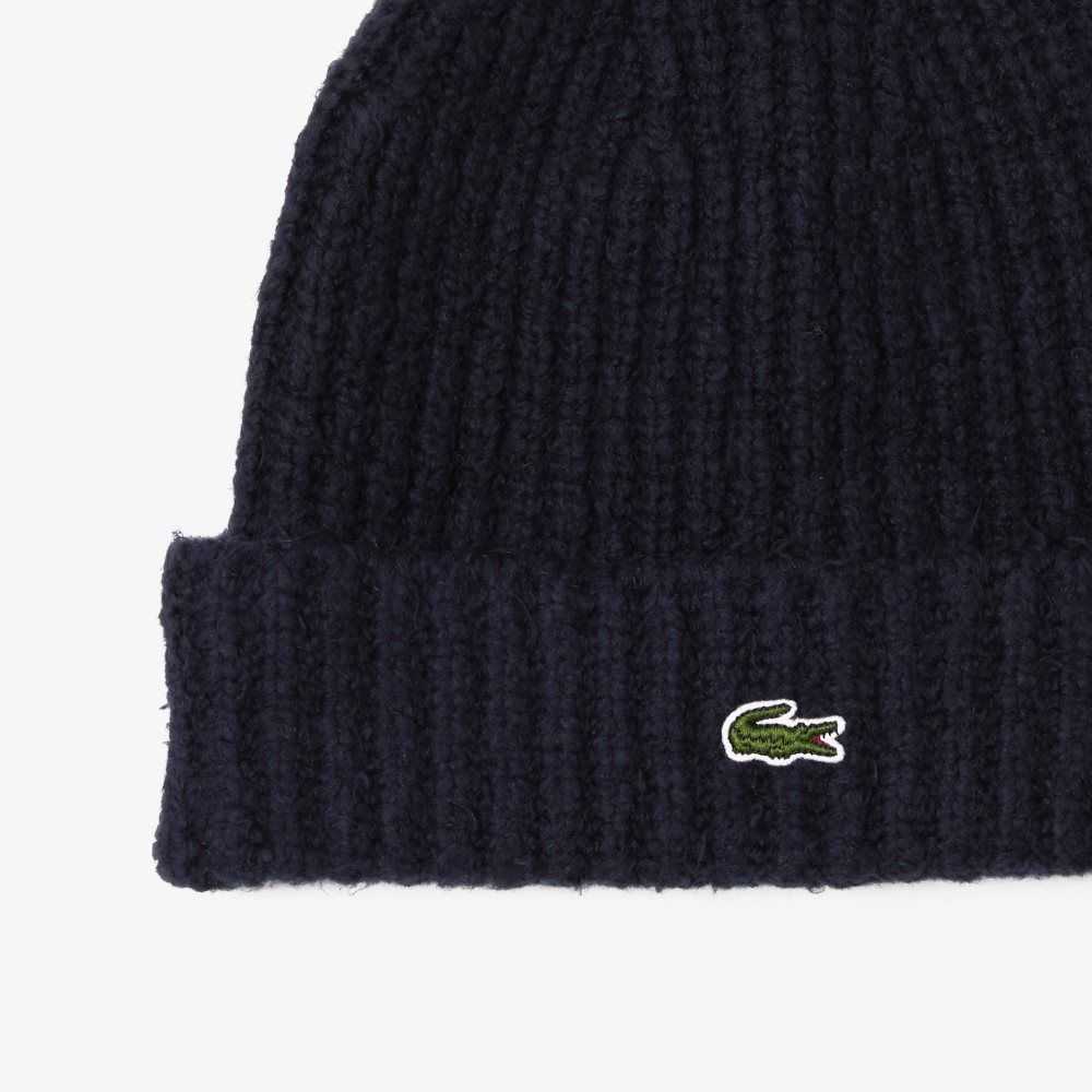 Lacoste Räfflad Knit Beanie Marinblå Blå | ANUWI-3057