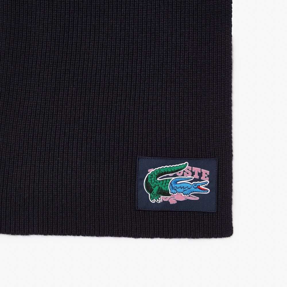 Lacoste Räfflad Ull Beanie And Scarf Gift Set Marinblå Blå | GKOCY-4517