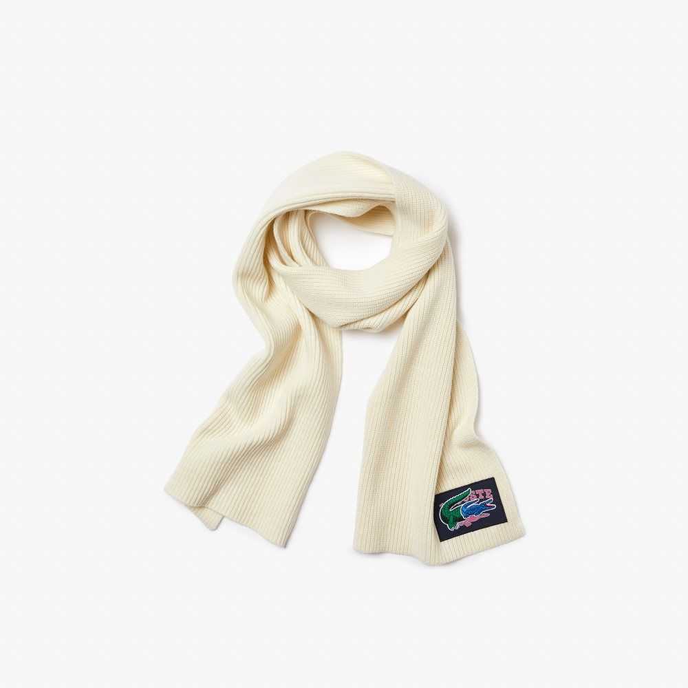 Lacoste Räfflad Ull Beanie And Scarf Gift Set Vita | IXGUQ-2364