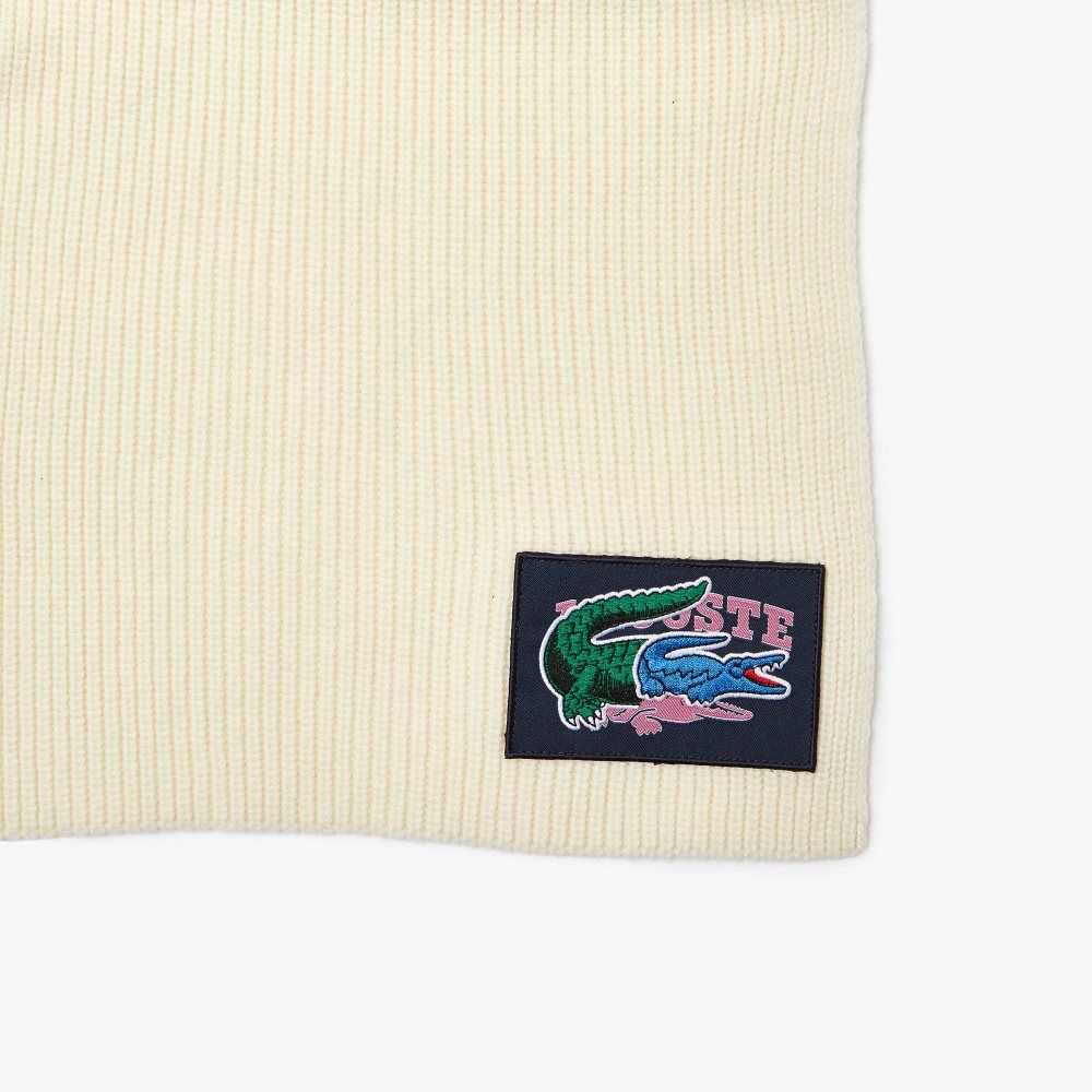 Lacoste Räfflad Ull Beanie And Scarf Gift Set Vita | IXGUQ-2364