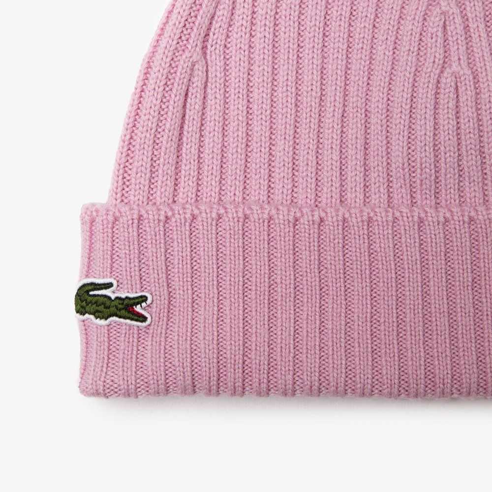 Lacoste Räfflad Ull Beanie Rosa | SHWCJ-3124