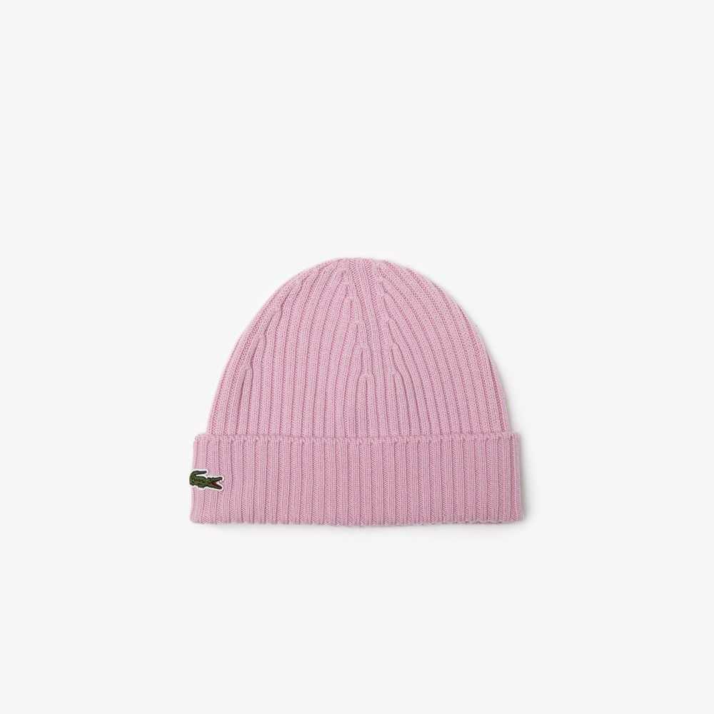 Lacoste Räfflad Ull Beanie Rosa | SHWCJ-3124