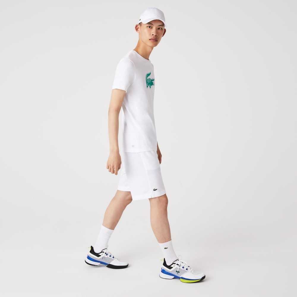 Lacoste SPORT 3D Print Crocodile Andas Jersey Vita Gröna | DFCXJ-3256