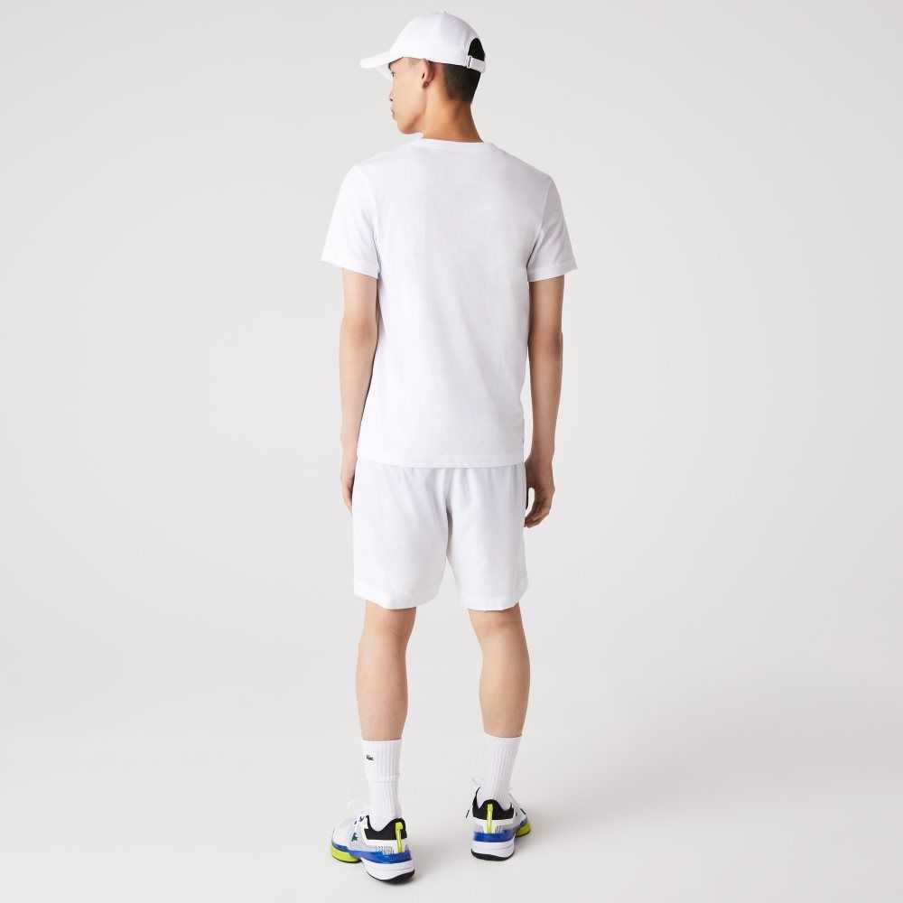 Lacoste SPORT 3D Print Crocodile Andas Jersey Vita Gröna | DFCXJ-3256