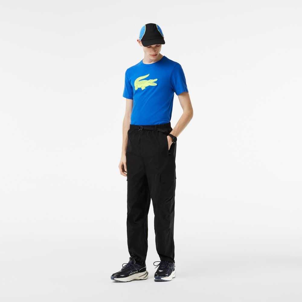 Lacoste SPORT 3D Print Crocodile Andas Jersey Blå Gula | HLPJR-7345