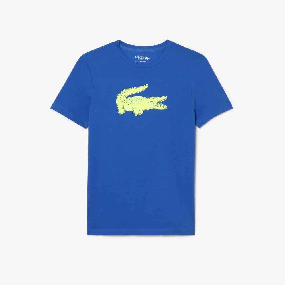 Lacoste SPORT 3D Print Crocodile Andas Jersey Blå Gula | HLPJR-7345