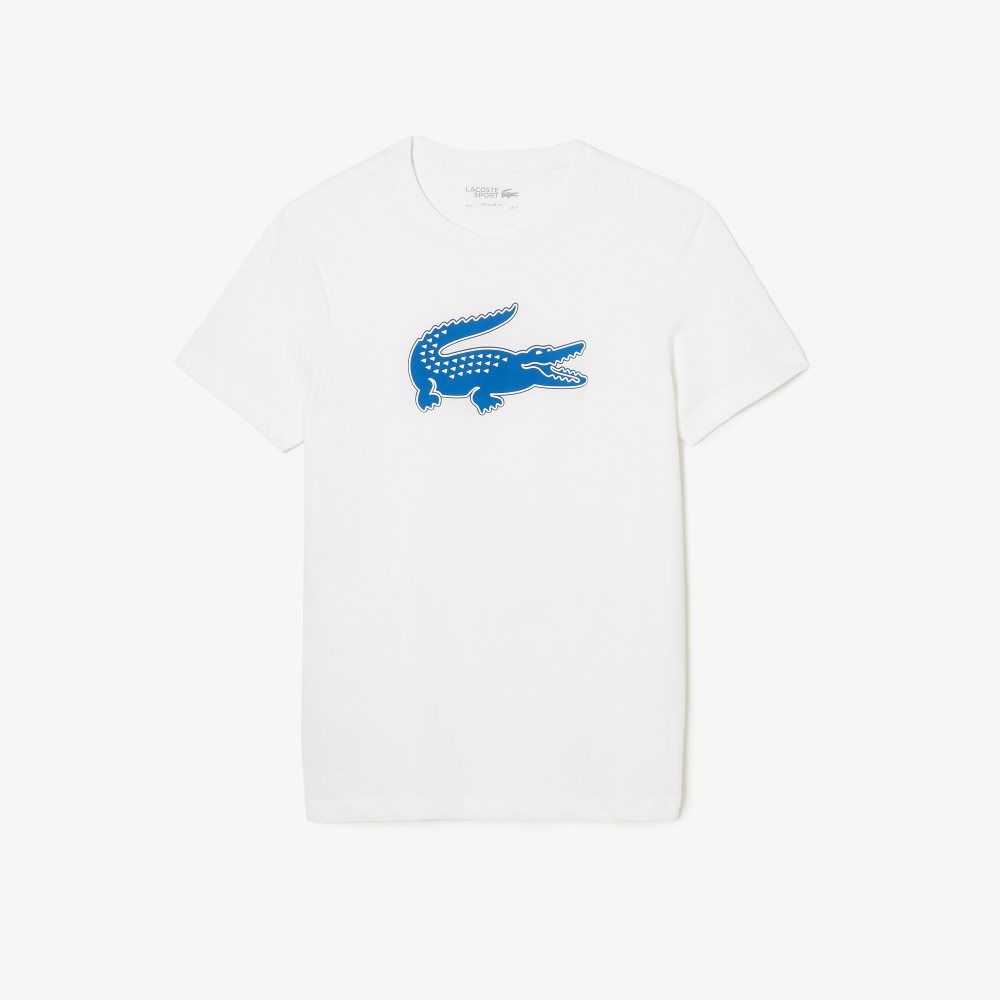 Lacoste SPORT 3D Print Crocodile Andas Jersey Vita Blå | IHWFT-7293