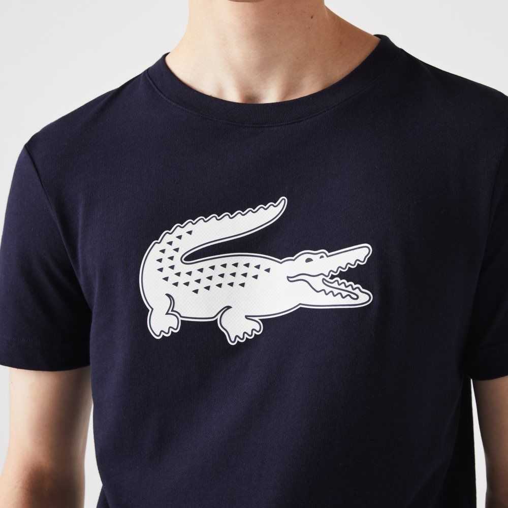 Lacoste SPORT 3D Print Crocodile Andas Jersey Marinblå Blå Vita | OBNQA-8214