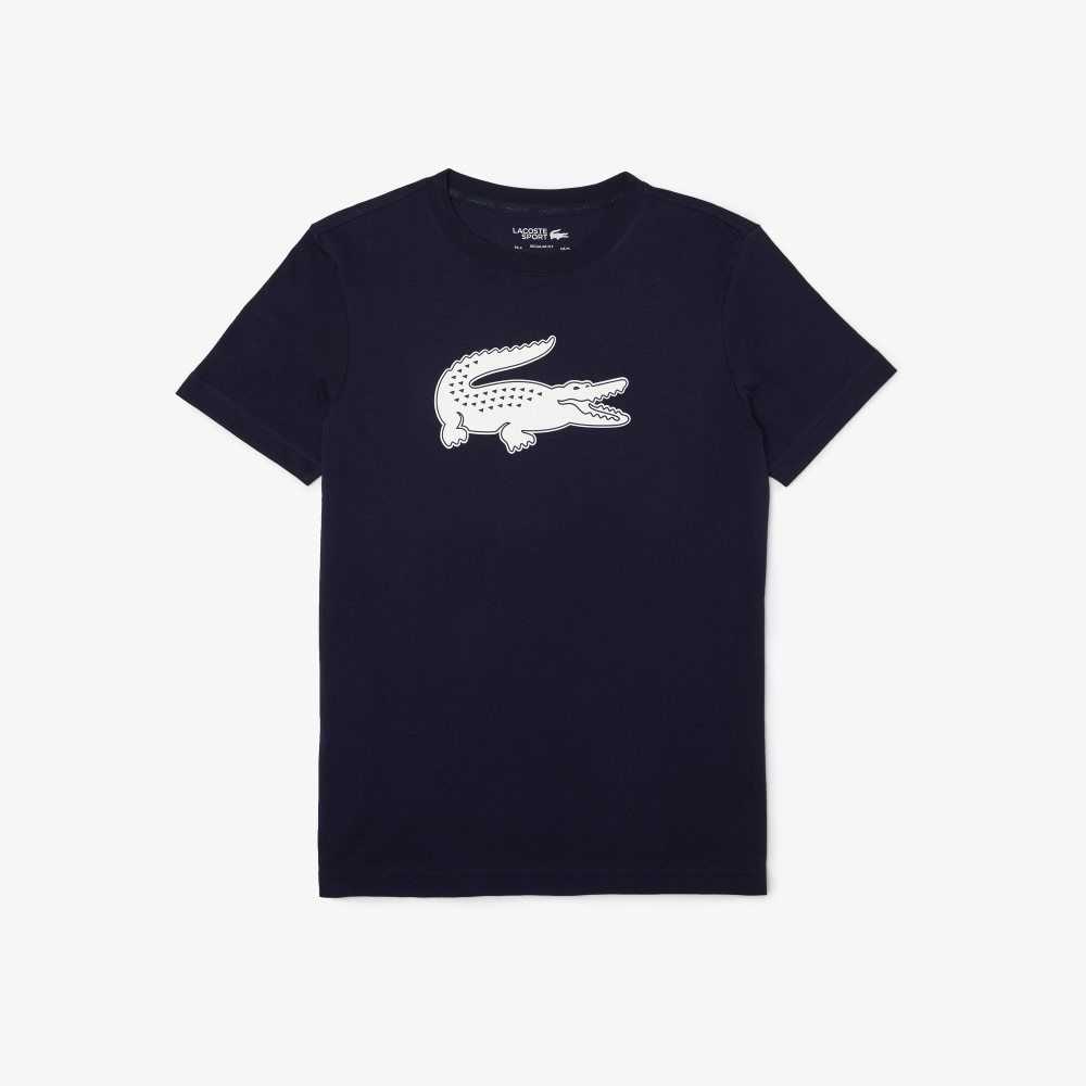 Lacoste SPORT 3D Print Crocodile Andas Jersey Marinblå Blå Vita | OBNQA-8214