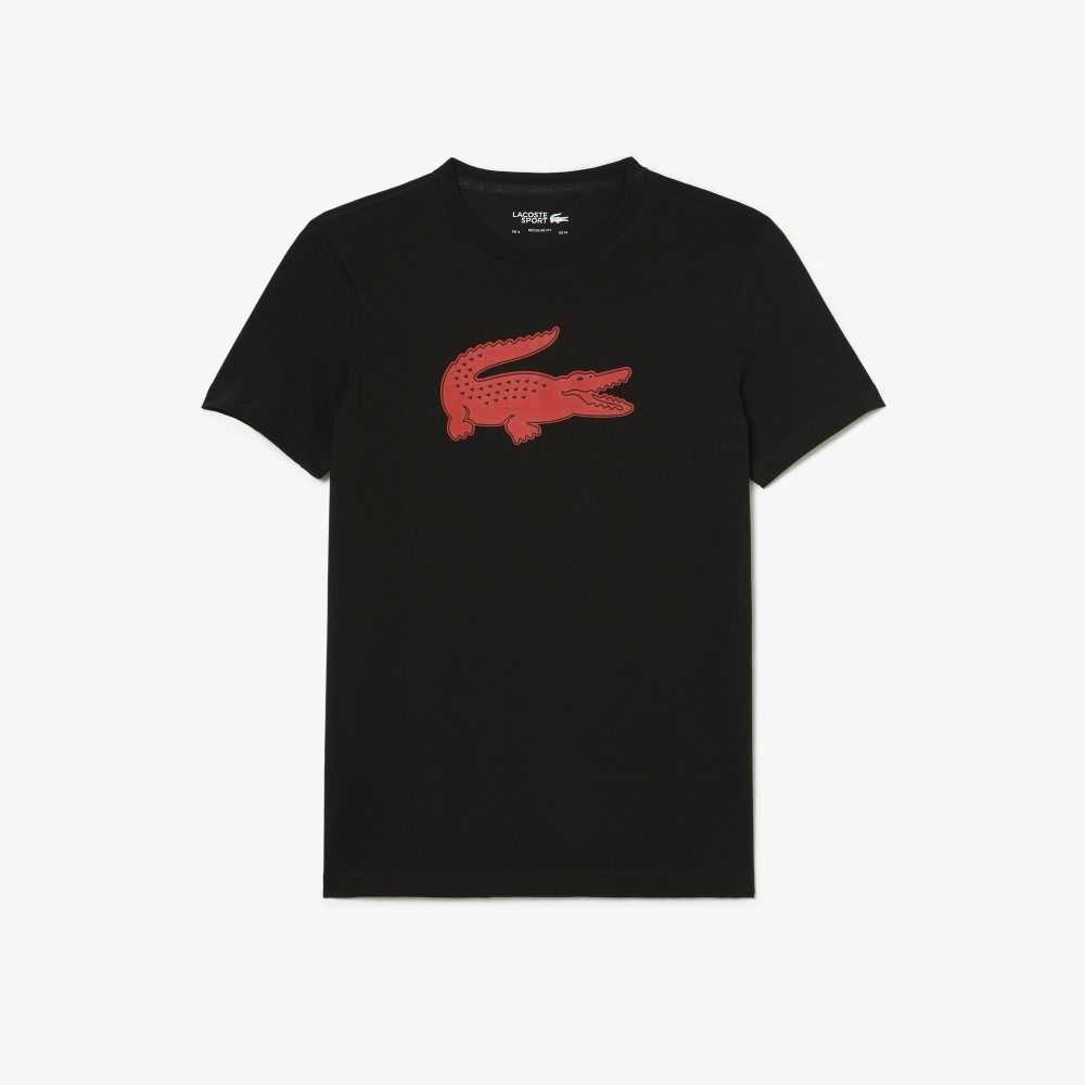 Lacoste SPORT 3D Print Crocodile Andas Jersey Svarta Röda | PIRTE-1407