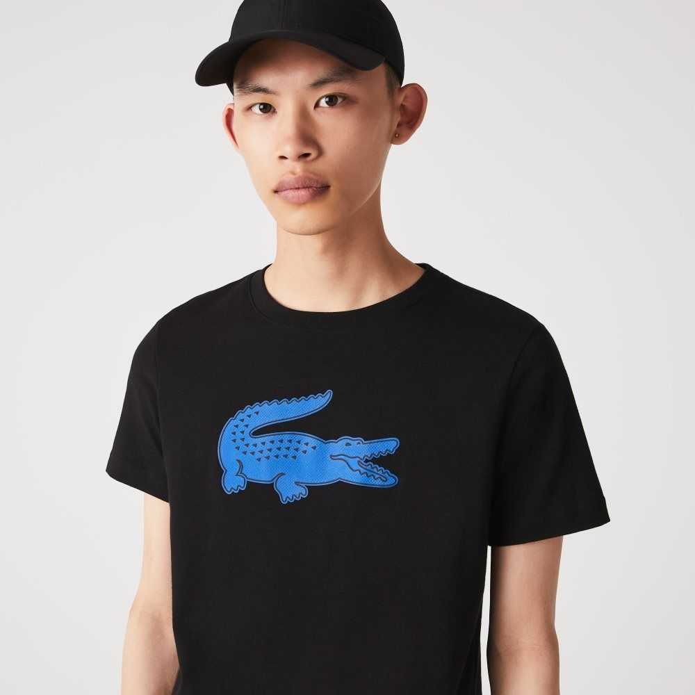 Lacoste SPORT 3D Print Crocodile Andas Jersey Svarta Blå | YKEIT-7681