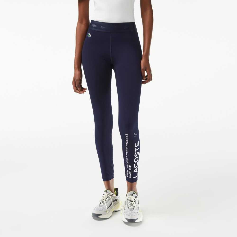 Lacoste SPORT 7/8 Length Recycled Polyester Leggings Marinblå Blå | JLESF-2935