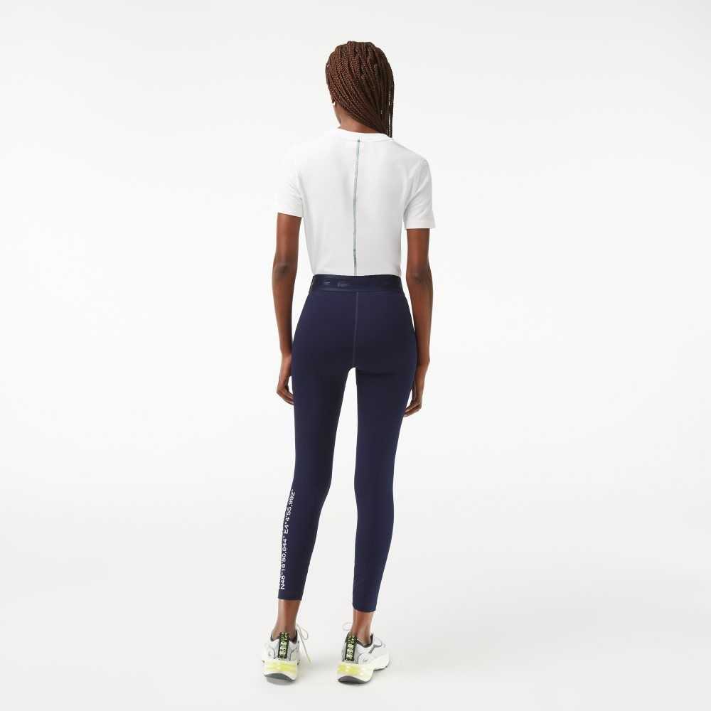 Lacoste SPORT 7/8 Length Recycled Polyester Leggings Marinblå Blå | JLESF-2935