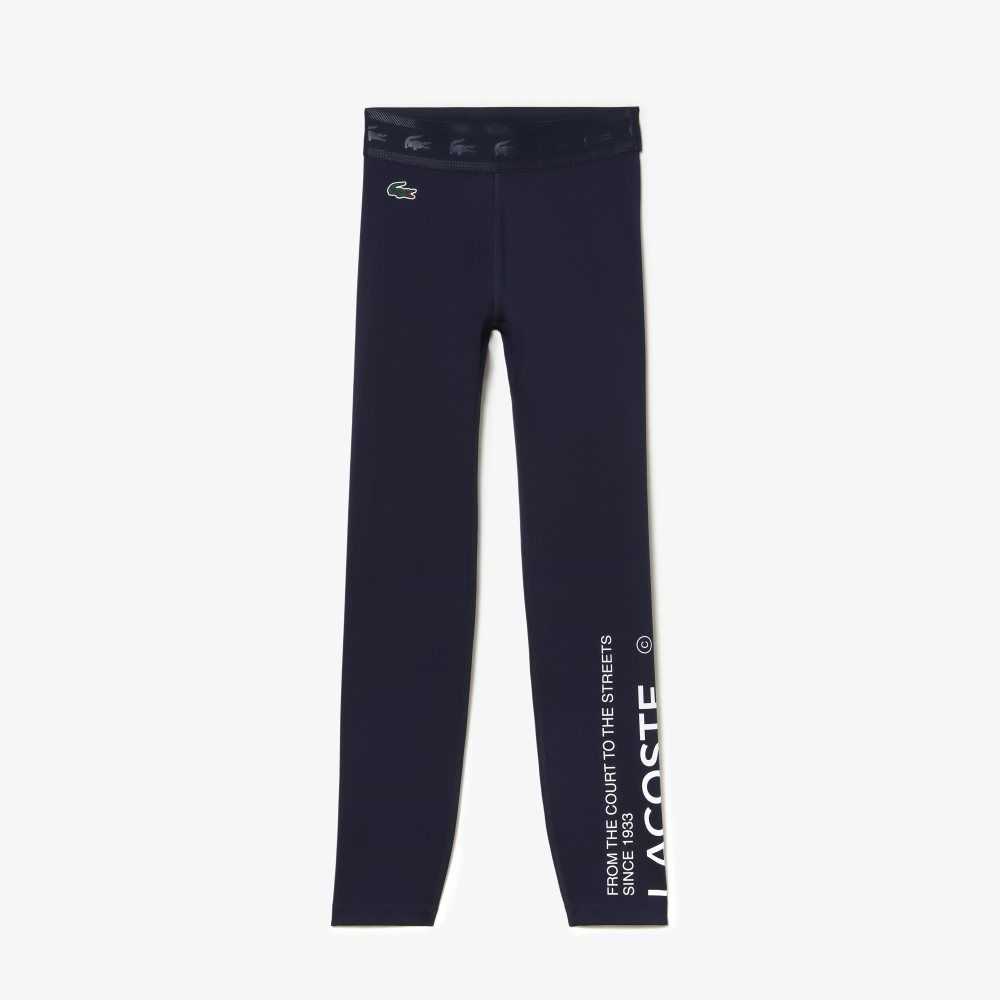 Lacoste SPORT 7/8 Length Recycled Polyester Leggings Marinblå Blå | JLESF-2935