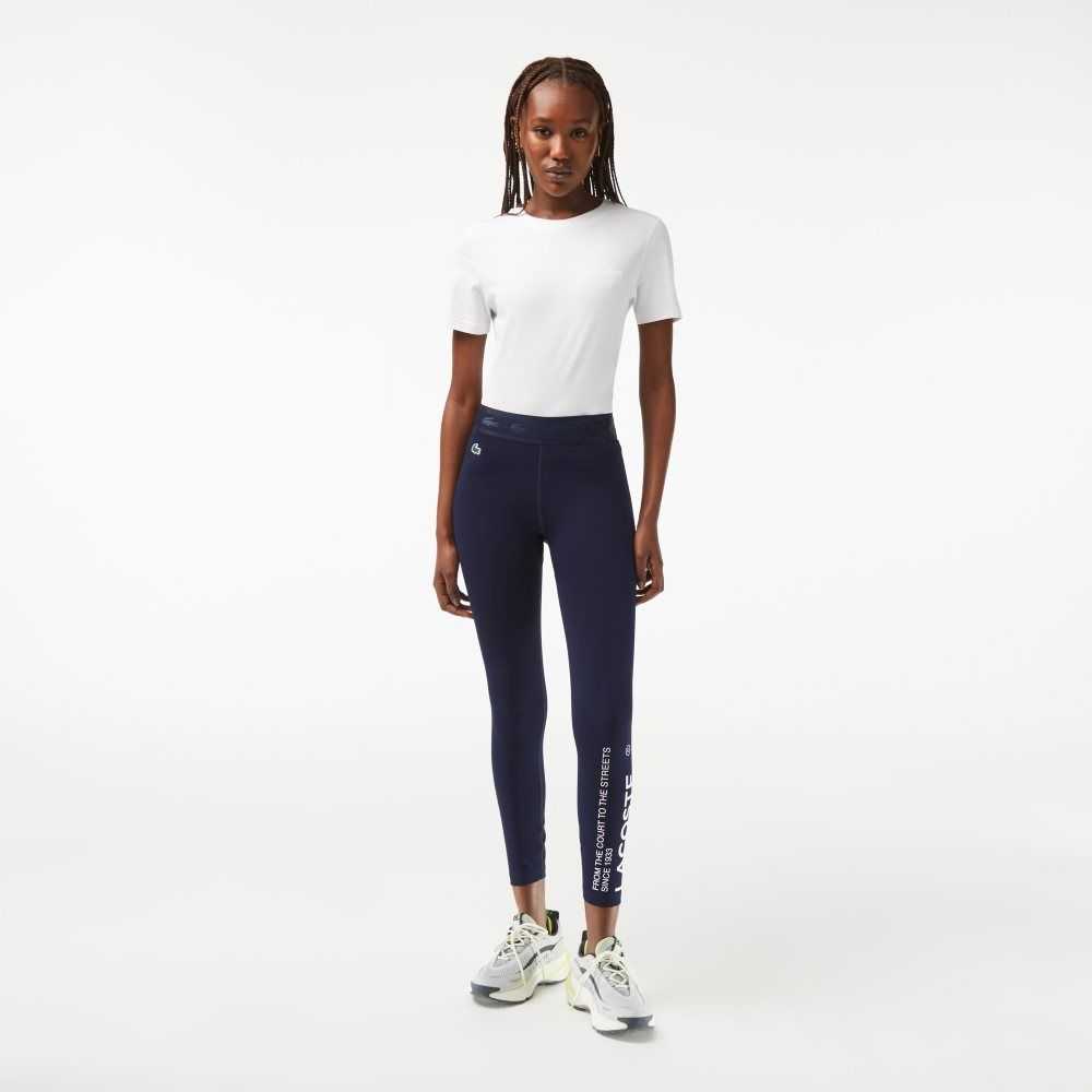 Lacoste SPORT 7/8 Length Recycled Polyester Leggings Marinblå Blå | JLESF-2935