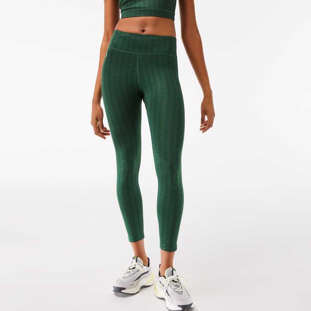 Lacoste SPORT All-Over Print High-Midja Leggings Gröna | EKCJF-1984