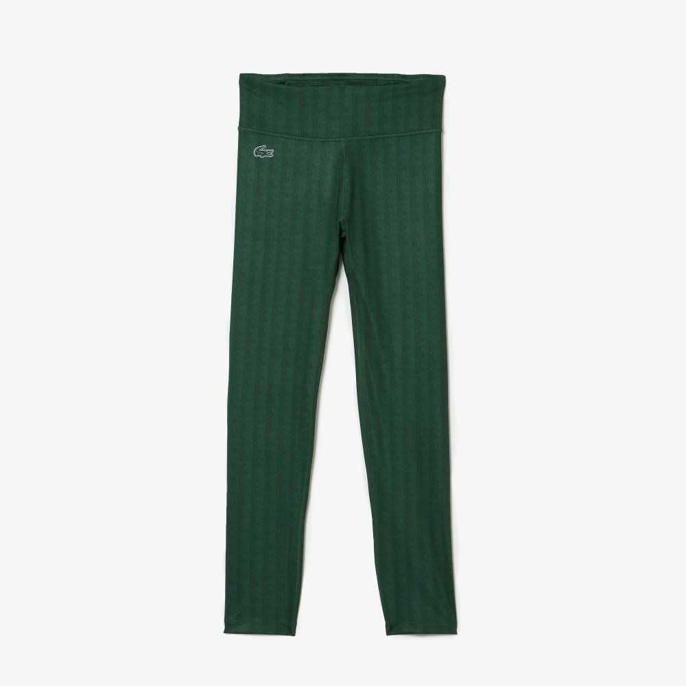 Lacoste SPORT All-Over Print High-Midja Leggings Gröna | EKCJF-1984