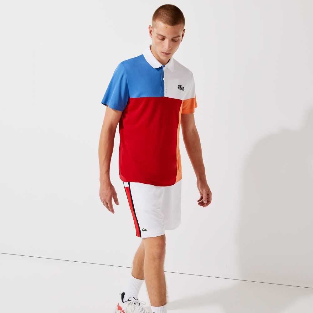 Lacoste SPORT Andas Colorblock Pique Vita Blå Röda Orange Svarta | ABLDZ-1290