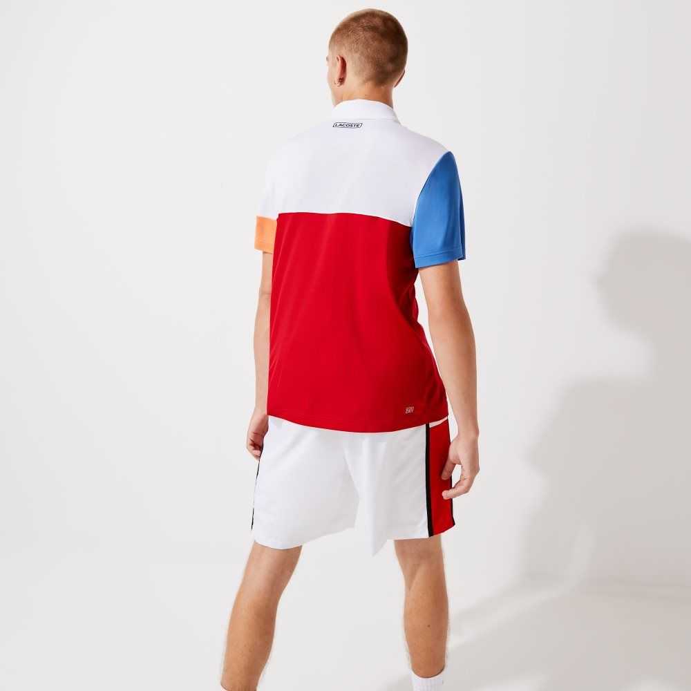 Lacoste SPORT Andas Colorblock Pique Vita Blå Röda Orange Svarta | ABLDZ-1290