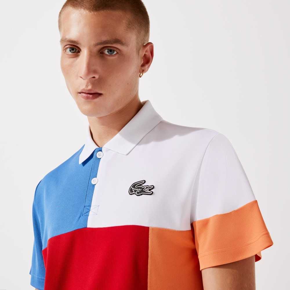 Lacoste SPORT Andas Colorblock Pique Vita Blå Röda Orange Svarta | ABLDZ-1290