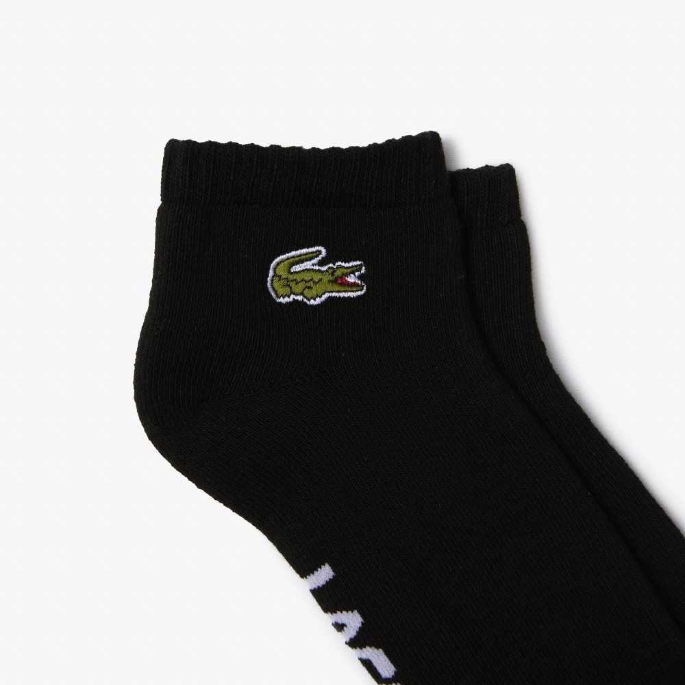 Lacoste SPORT Branded Stretch Bomull Low-Cut Svarta Vita | GTSQZ-8965