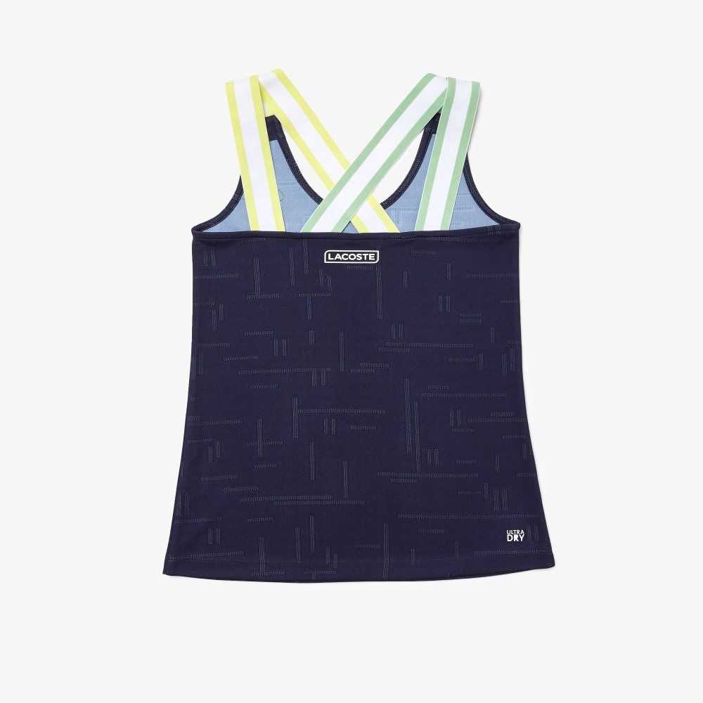 Lacoste SPORT Close-Fitting Tank Marinblå Blå Vita | UPXNQ-5613