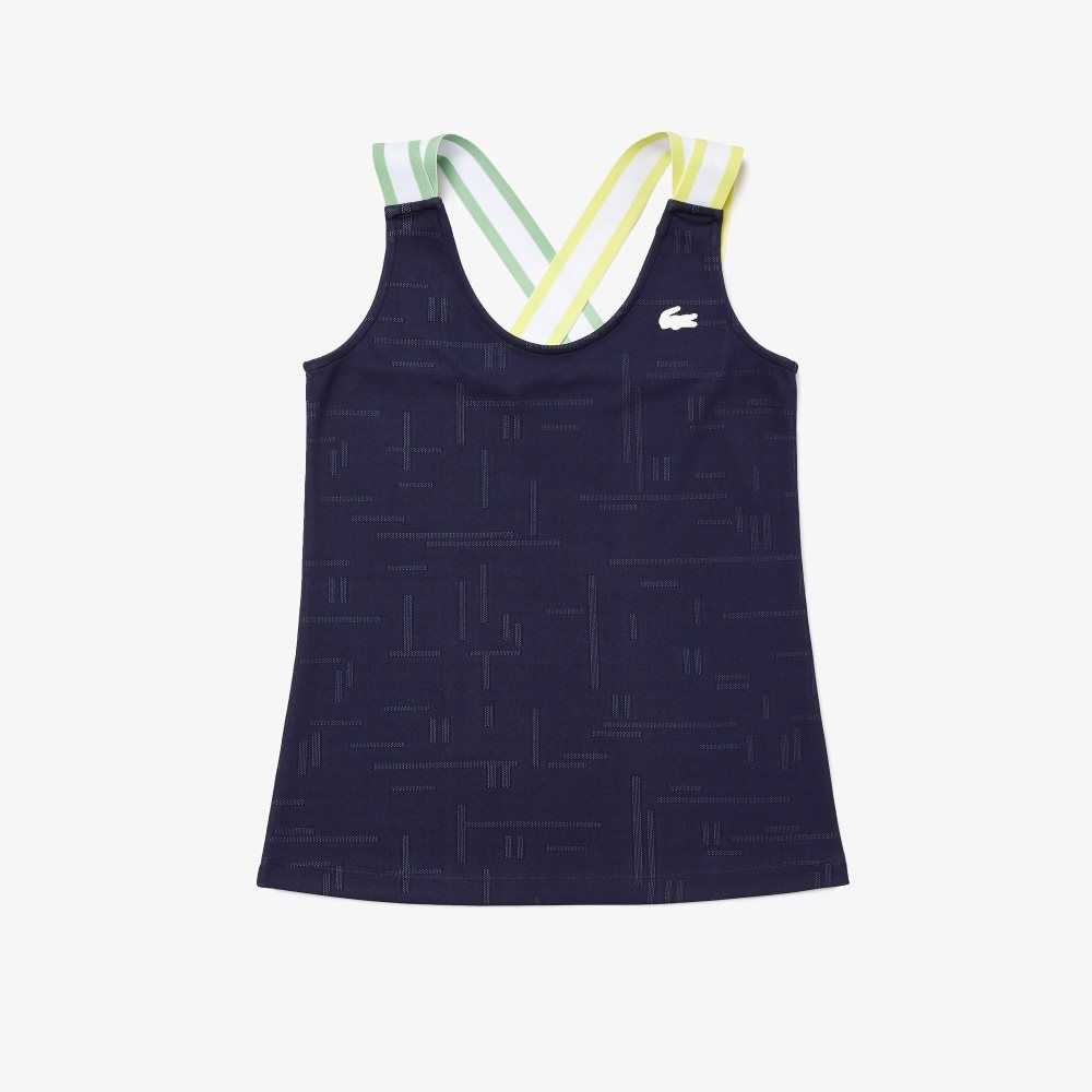 Lacoste SPORT Close-Fitting Tank Marinblå Blå Vita | UPXNQ-5613