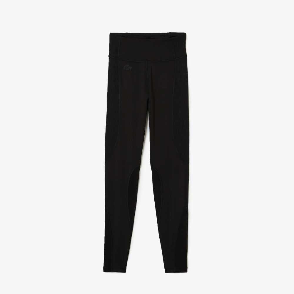 Lacoste SPORT Color-Block Knit Effect Leggings Svarta | KDRJU-6324