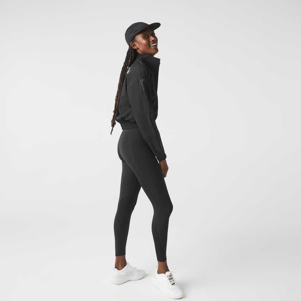 Lacoste SPORT Color-Block Knit Effect Leggings Svarta | KDRJU-6324