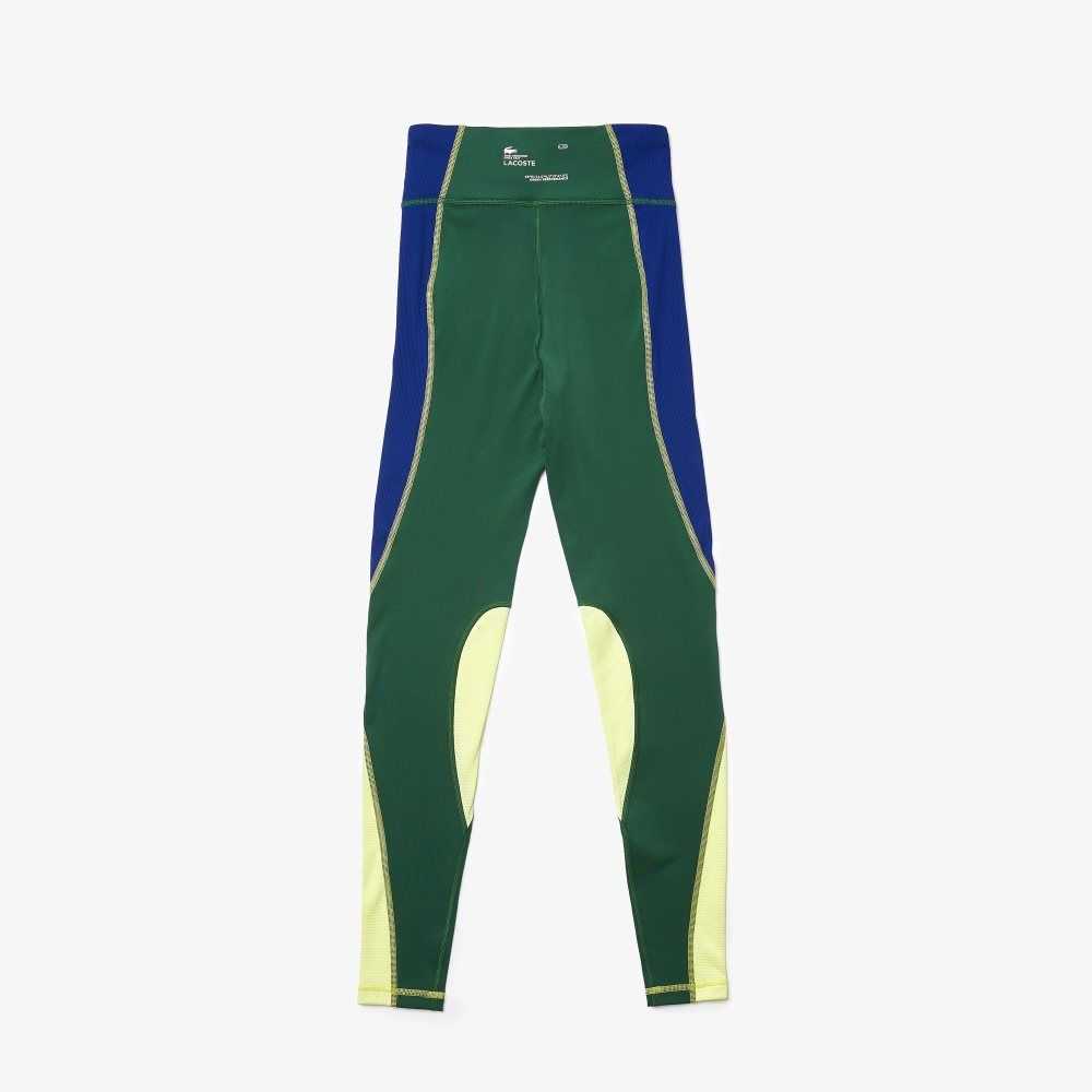 Lacoste SPORT Color-Block Knit Effect Leggings Gröna Blå Gula | LNQZV-8397