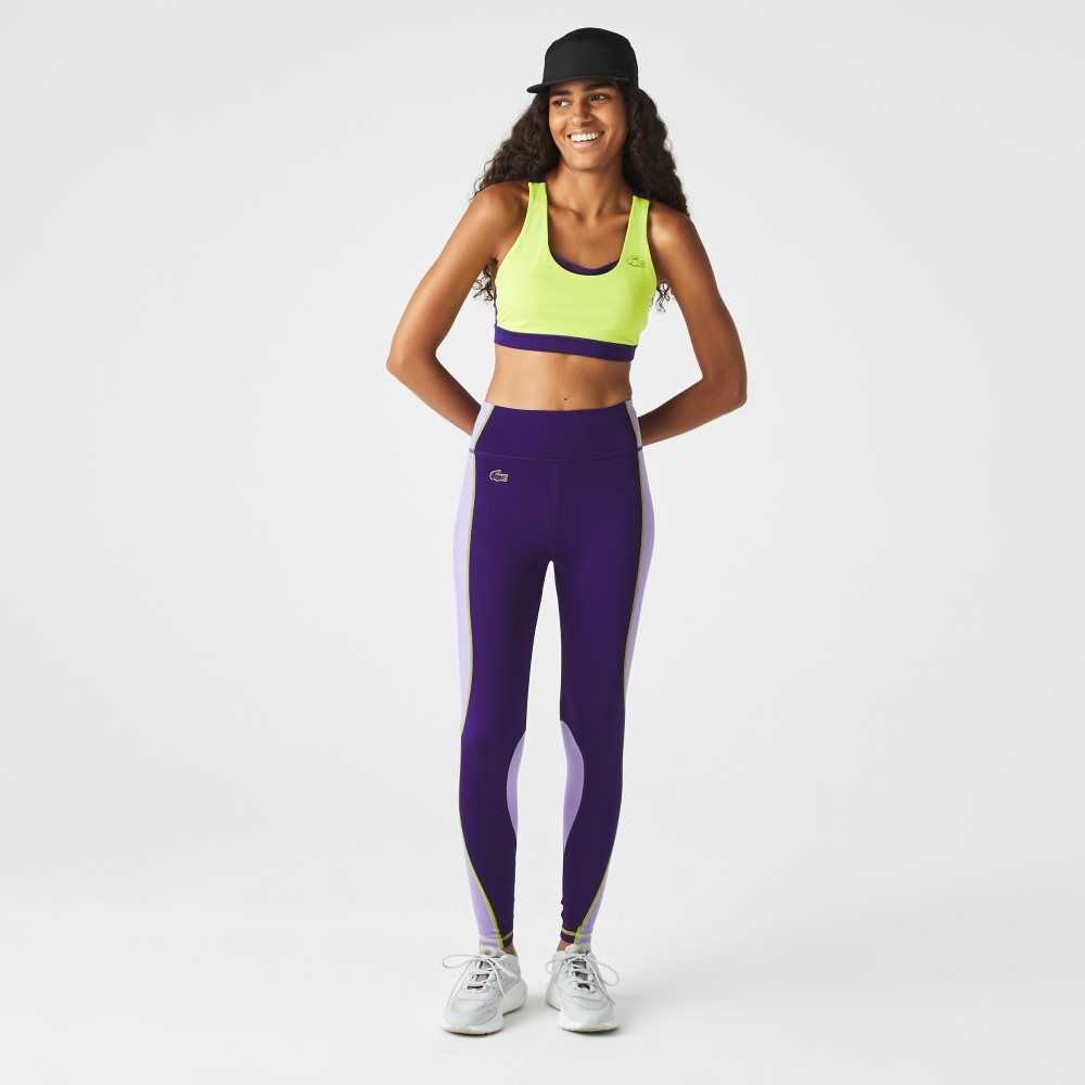 Lacoste SPORT Color-Block Knit Effect Leggings Lila | PFBED-7592