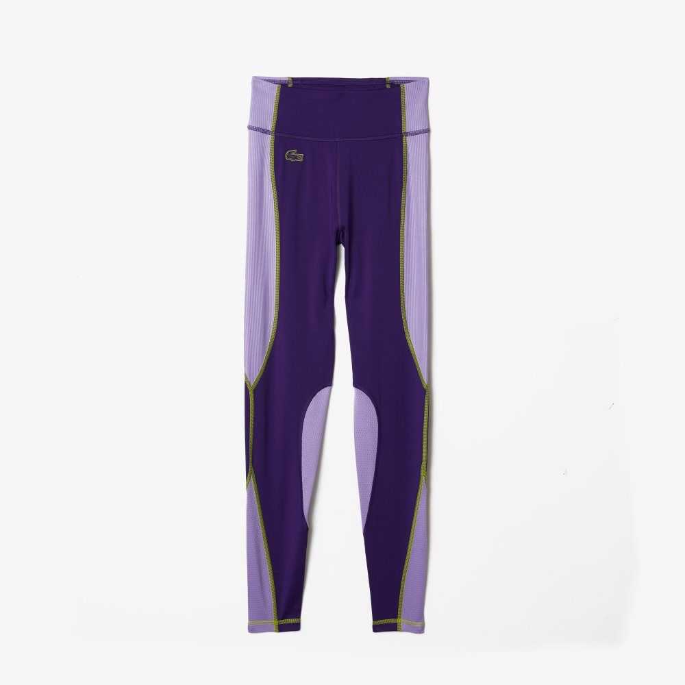 Lacoste SPORT Color-Block Knit Effect Leggings Lila | PFBED-7592