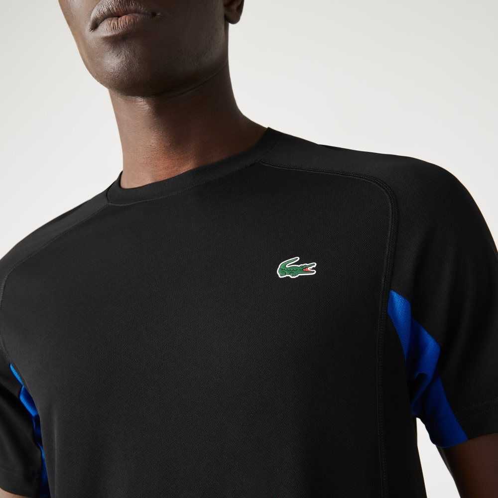 Lacoste SPORT Color-Block Ultra-Dry Pique Tennis Svarta Blå Svarta | AQRGZ-1095