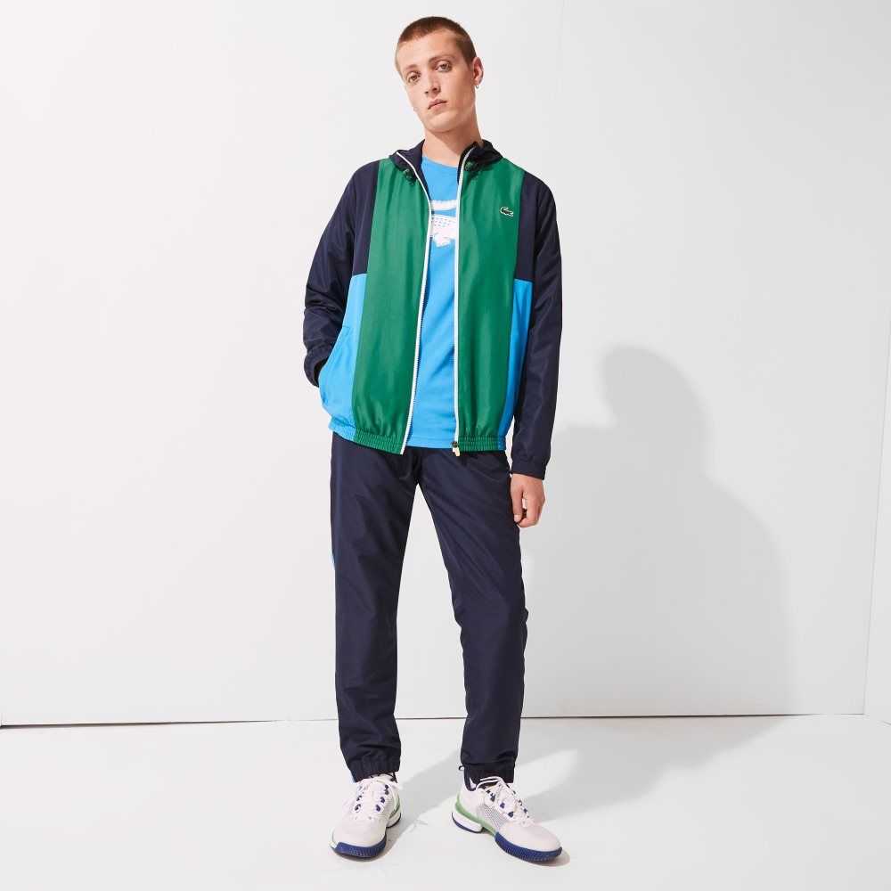 Lacoste SPORT Colorblock Light Zippered Marinblå Blå Gröna Blå Vita Gula | REIWL-3862