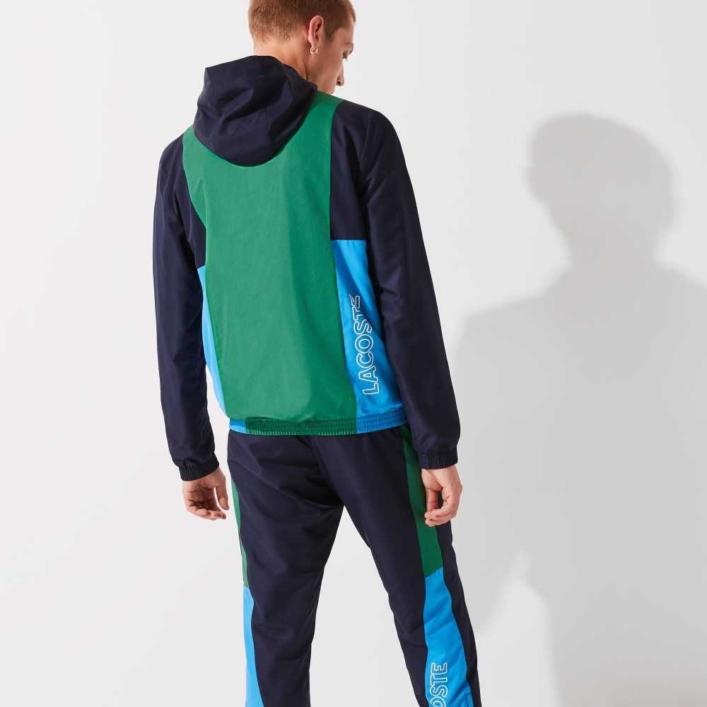 Lacoste SPORT Colorblock Light Zippered Marinblå Blå Gröna Blå Vita Gula | REIWL-3862