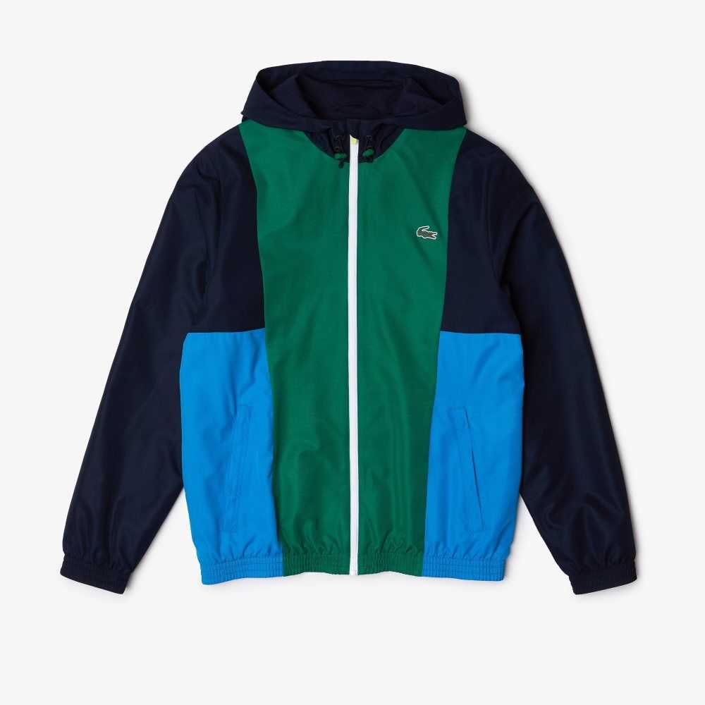 Lacoste SPORT Colorblock Light Zippered Marinblå Blå Gröna Blå Vita Gula | REIWL-3862