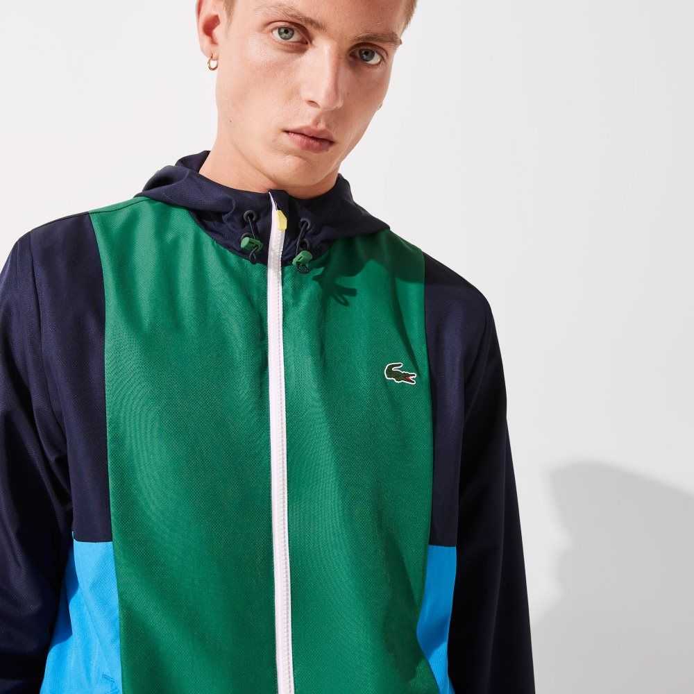 Lacoste SPORT Colorblock Light Zippered Marinblå Blå Gröna Blå Vita Gula | REIWL-3862