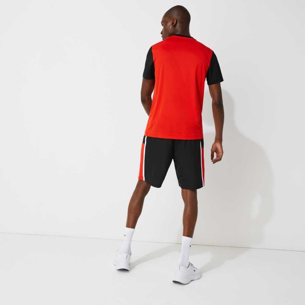 Lacoste SPORT Colorblock Panels Lätta Shorts Svarta Röda Vita | OILMX-6054