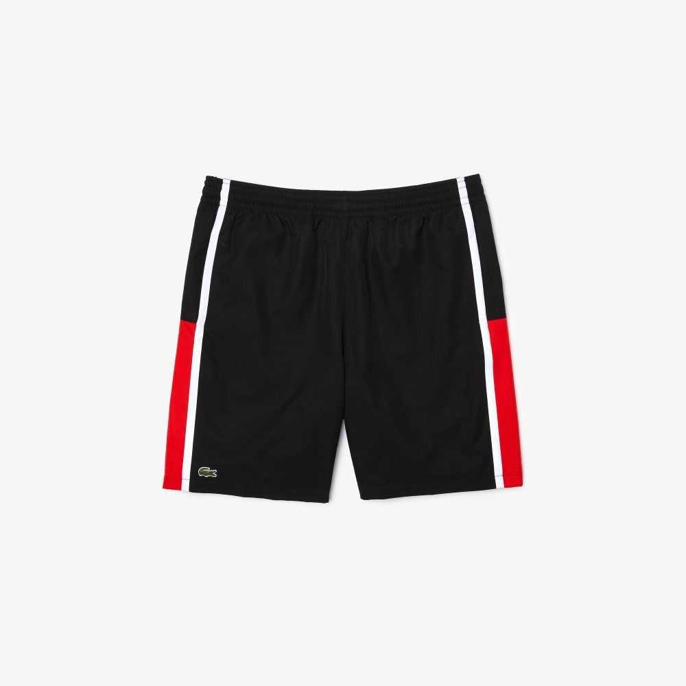 Lacoste SPORT Colorblock Panels Lätta Shorts Svarta Röda Vita | OILMX-6054